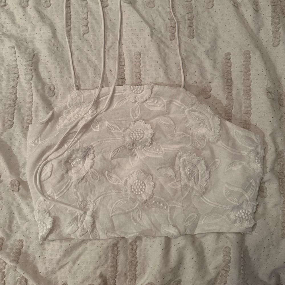 White Floral Halter Top